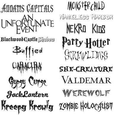horror fonts on microsoft word
